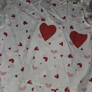 Heart Patterned White and Red Fabric